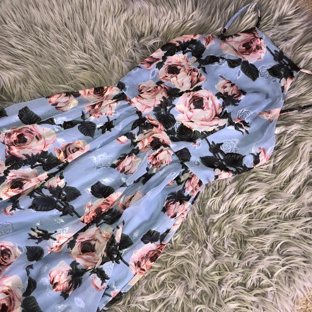 Lavender floral print high neck dress